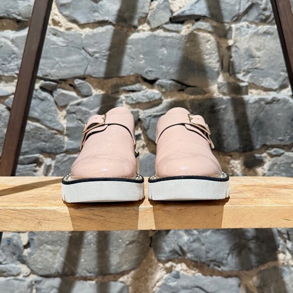 Stella McCartney Pink Patent Faux Leather Monk Strap Platform Shoes - Picture 3 of 11